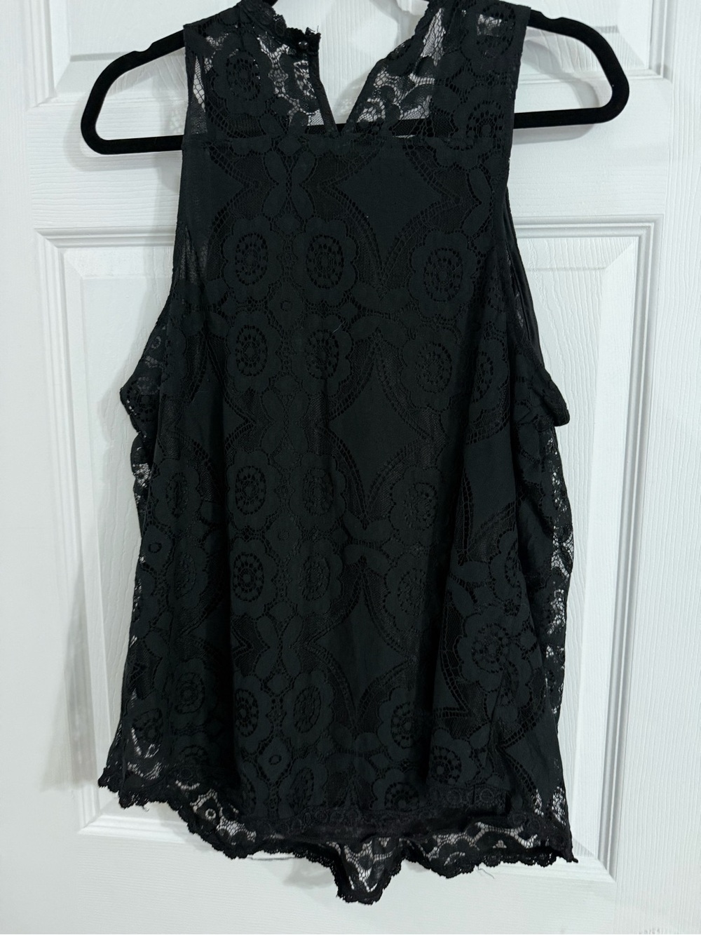 Women's Black Lace Sleeveless Top XL